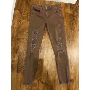 High Waisted Destroyed Skinny Jeans